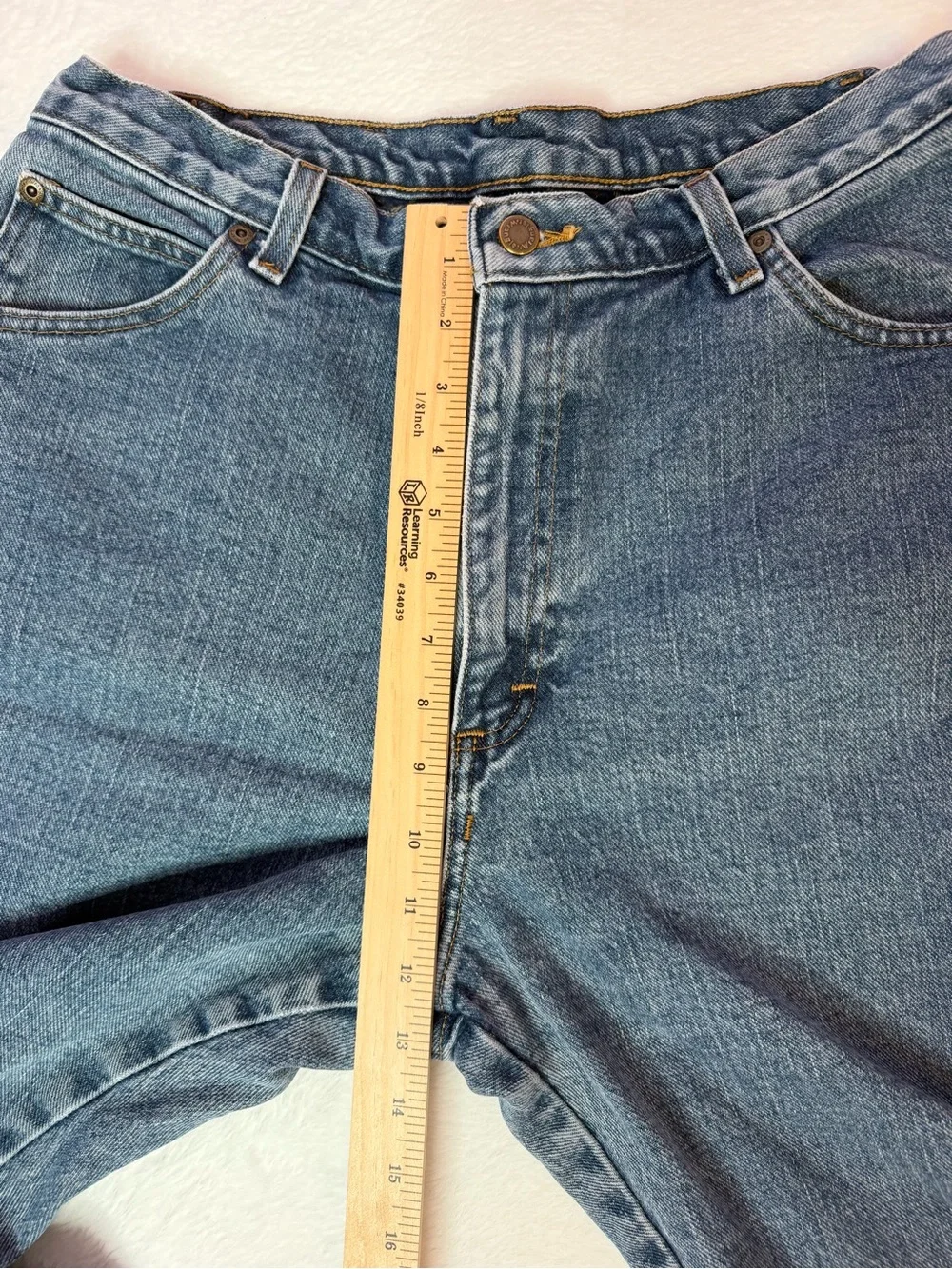 Wrangler Light Blue Denim Jeans with‎ Navy Plaid Cuff